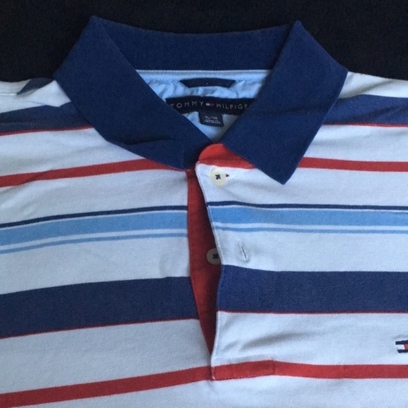 Tommy Hilfiger Blue and Red Striped Polo - Picture 6 of 8